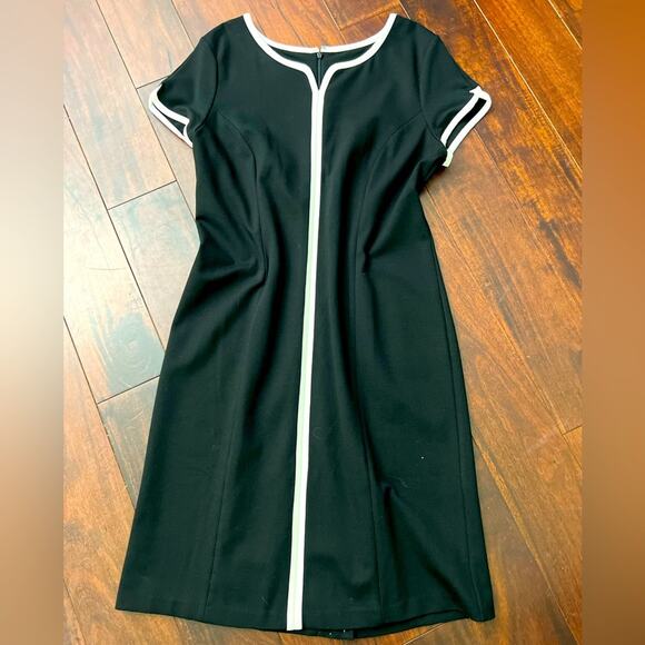 Talbots Color Block Black White Short Sleeve Casual Dress 16P - Picture 2 of 12
